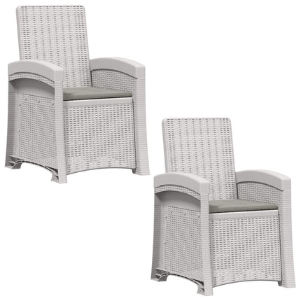Reclining gardenstol i rottinglook 2 pcs Vit och ljusgrå PP