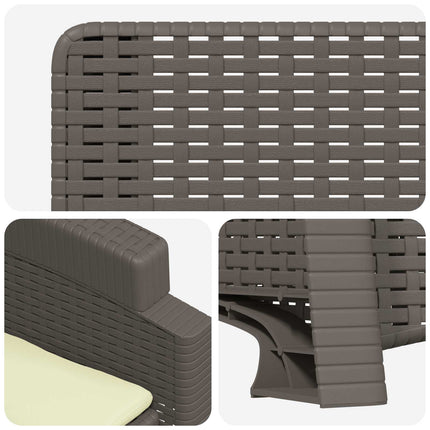 Reclining gardenstol i rottinglook 2 pcs Ljusgrå och Gräddvit