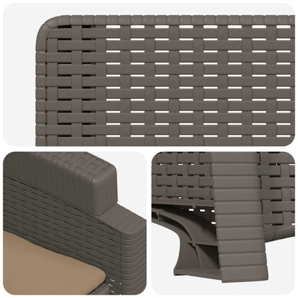 Reclining gardenstol i rottinglook 2 pcs Ljusgrå och Taupe PP