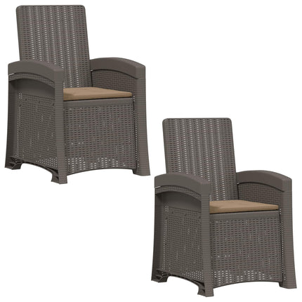 Reclining gardenstol i rottinglook 2 pcs Ljusgrå och Taupe PP