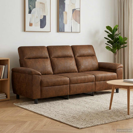 Soffa Brun 214 x 90 x 95 cm Faux Mockaläder