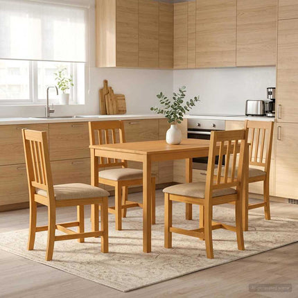 Matgrupp 5 st Beige Massivt Ekträ