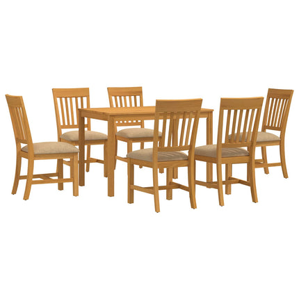 Matgrupp 7 st Beige Massivt Ekträ