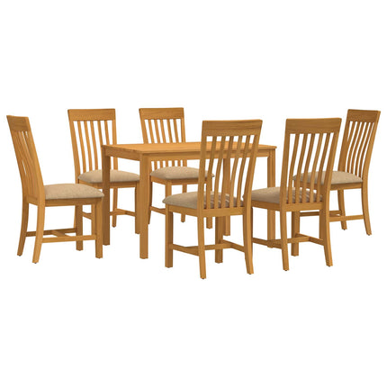 Matgrupp 7 st Beige Massivt Ekträ