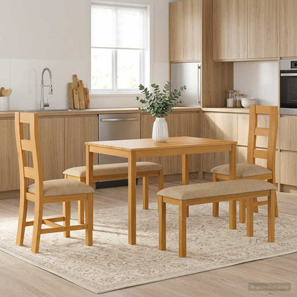 Matgrupp 5 st Beige Massivt Ekträ