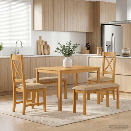Matgrupp 5 st Beige Massivt Ekträ