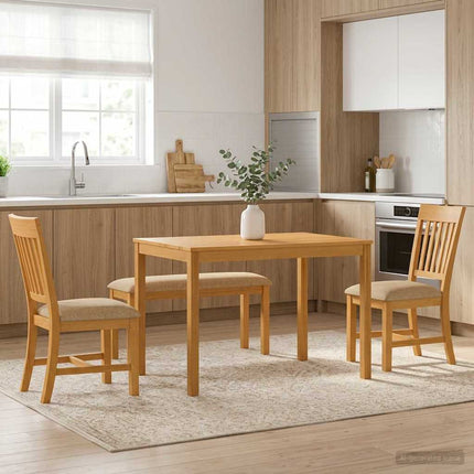 Matgrupp 4 st Beige Massivt Ekträ