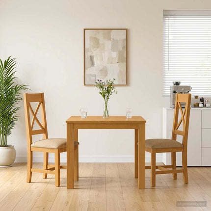 Matgrupp 3 st Beige Massivt Ekträ