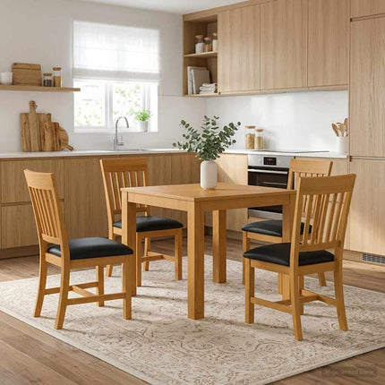Matgrupp 5 st Svart Massivt Ekträ