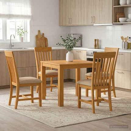Matgrupp 5 st Beige Massivt Ekträ