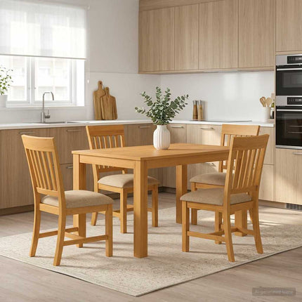 Matgrupp 5 st Beige Massivt Ekträ