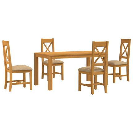 Matgrupp 5 st Beige Massivt Ekträ