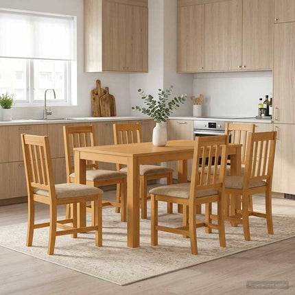 Matgrupp 7 st Beige Massivt Ekträ