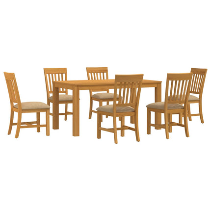 Matgrupp 7 st Beige Massivt Ekträ