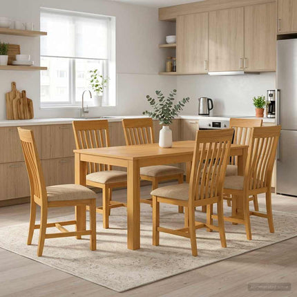 Matgrupp 7 st Beige Massivt Ekträ