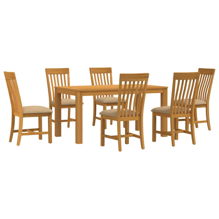 Matgrupp 7 st Beige Massivt Ekträ