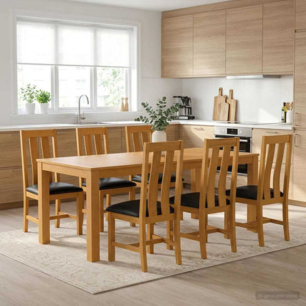 Matgrupp 7 st Svart Massivt Ekträ