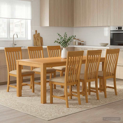 Matgrupp 7 st Beige Massivt Ekträ