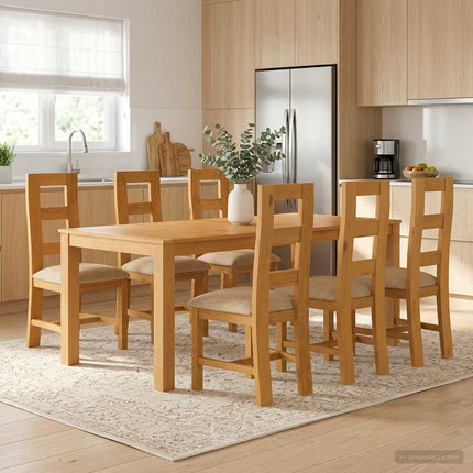 Matgrupp 7 st Beige Massivt Ekträ