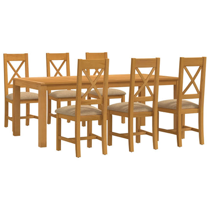 Matgrupp 7 st Beige Massivt Ekträ