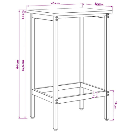 Barpall Svart ek 40 x 32 x 64 cm Konstruerat trä