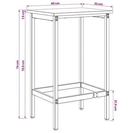 Barpall 2 st Sonoma-ek 40 x 32 x 74 cm Konstruerat trä