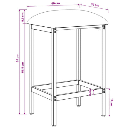 Barpall 2 pcs Blå 40 x 32 x 64 cm Konstruerat trä