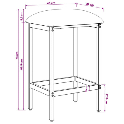 Barpall 2 pcs Svart 40 x 32 x 74 cm Konstruerat trä