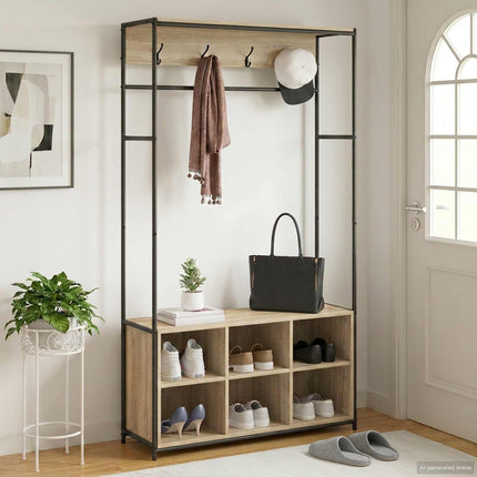 Klädhängare med skofåtölj Sonoma-ek 100 x 32 x 180,5 cm