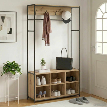 Klädhängare med skofåtölj Artisan-ek 100 x 32 x 180,5 cm
