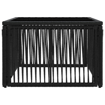 Trädgårdsbord Svart 55 x 55 x 37 cm PE Rattan och Glas