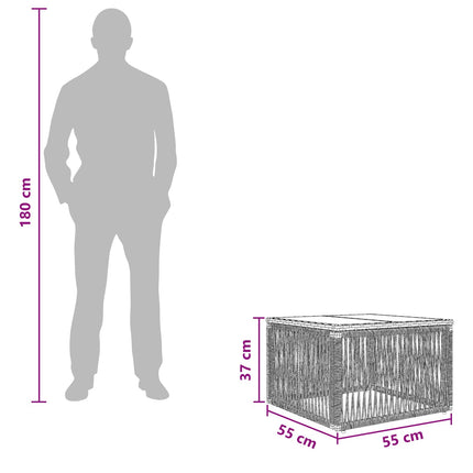 Trädgårdsbord Svart 55 x 55 x 37 cm PE Rattan och Glas