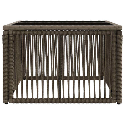 Trädgårdsbord Grå och svart 55 x 55 x 37 cm PE Rattan och Glas