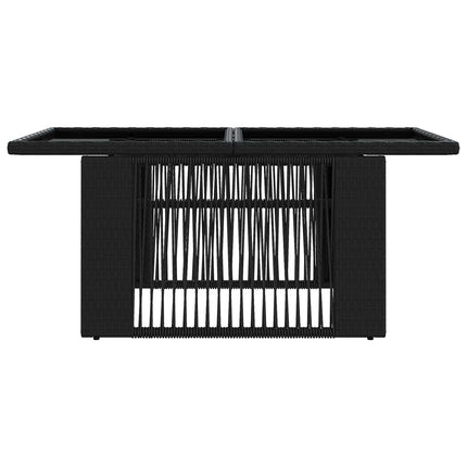 Trädgårdsbord Svart 100 x 55 x 37 cm PE Rattan och Glas