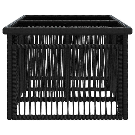 Trädgårdsbord Svart 100 x 55 x 37 cm PE Rattan och Glas