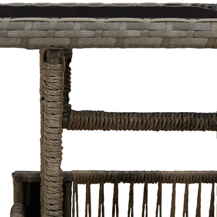 Trädgårdsbord Grå 100 x 55 x 37 cm PE Rattan och Glas