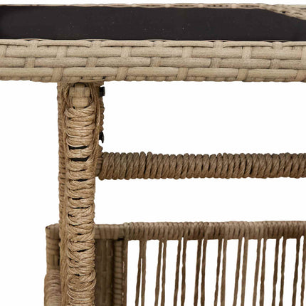 Trädgårdsbord Beige 100 x 55 x 37 cm PE Rattan och Glas