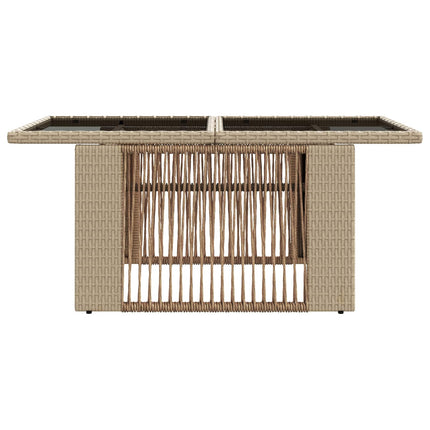 Trädgårdsbord Beige 100 x 55 x 37 cm PE Rattan och Glas