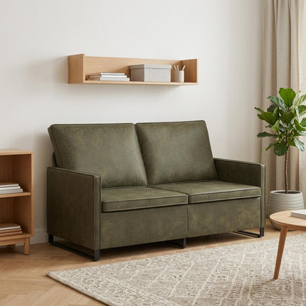 Soffa för 2 personer Armégrön 150 x 81 x 82 cm Faux mockatyg