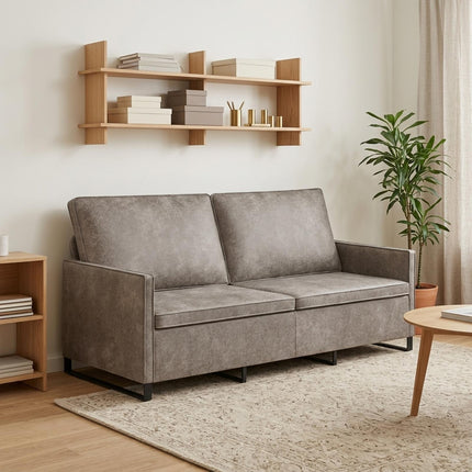3-sitssoffa Ljusgrå 190 x 81 x 82 cm Faux mockatyg