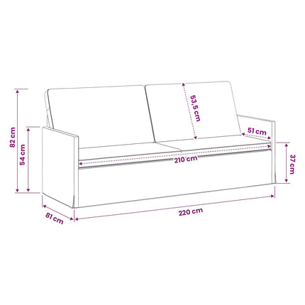 3-sitssoffa Rosa 220 x 81 x 82 cm Tyg