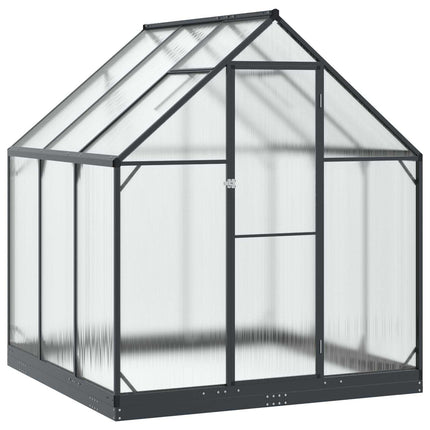 Trädgård Växthus med dörr Antracit 183,5 x 183,5 x 207 cm