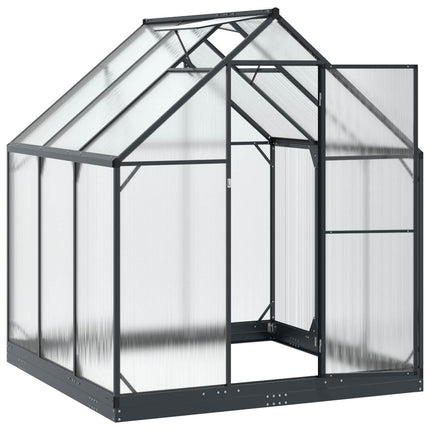 Trädgård Växthus med dörr Antracit 183,5 x 183,5 x 207 cm