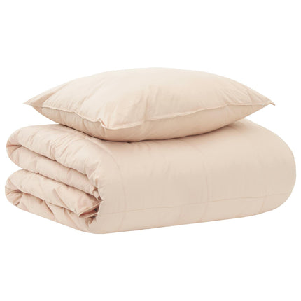 Täckeset med kudde Beige 135 x 200 cm Bomull, Kapok, Polyester