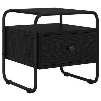 Nattduksbord 2 st Svart ek 40 x 39,5 x 40 cm Konstruerat trä