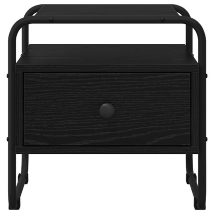 Nattduksbord 2 st Svart ek 40 x 39,5 x 40 cm Konstruerat trä