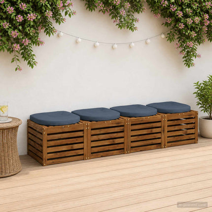 4-delade Sittdynor 4 st 100% Polyester Blå 45 x 45 x 5 cm