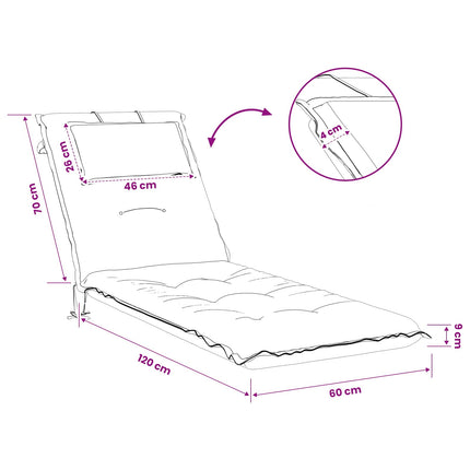 Solstol Kudde GEMERT 100% Polyester Vit 190 x 60 x 9 cm