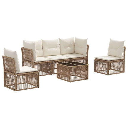 Trädgårdsoffset 6 pcs Beige konstrotting
