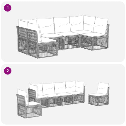 Trädgårdsoffset 6 pcs Grå konstrotting